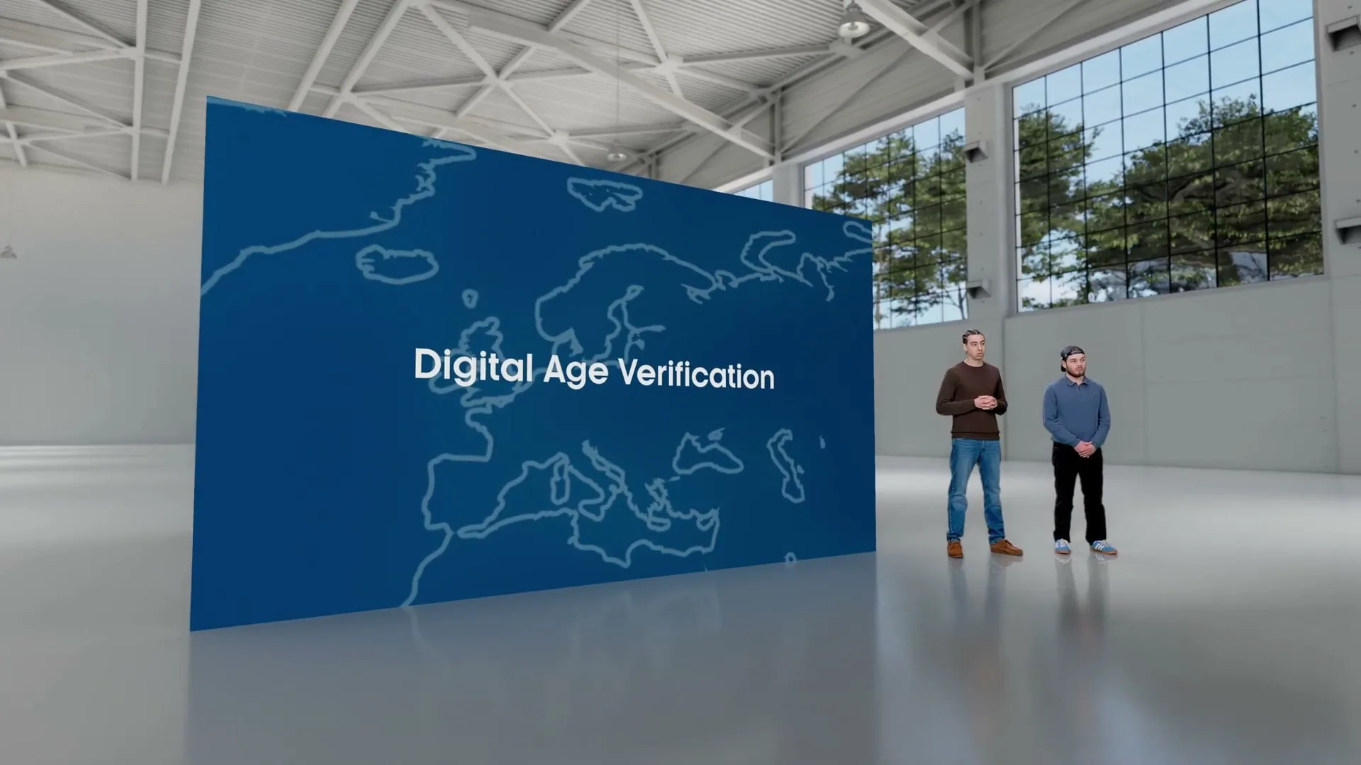 Holdet bag VerifyID i studiet med teksten Digital Age Verification